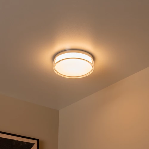 Lucide PLANO - Deckenleuchte Badezimmer - Ø 23 cm - LED Dim. - CCT - 1x11W 2700K/4000K - IP44 - Opal - Atmosphäre 1